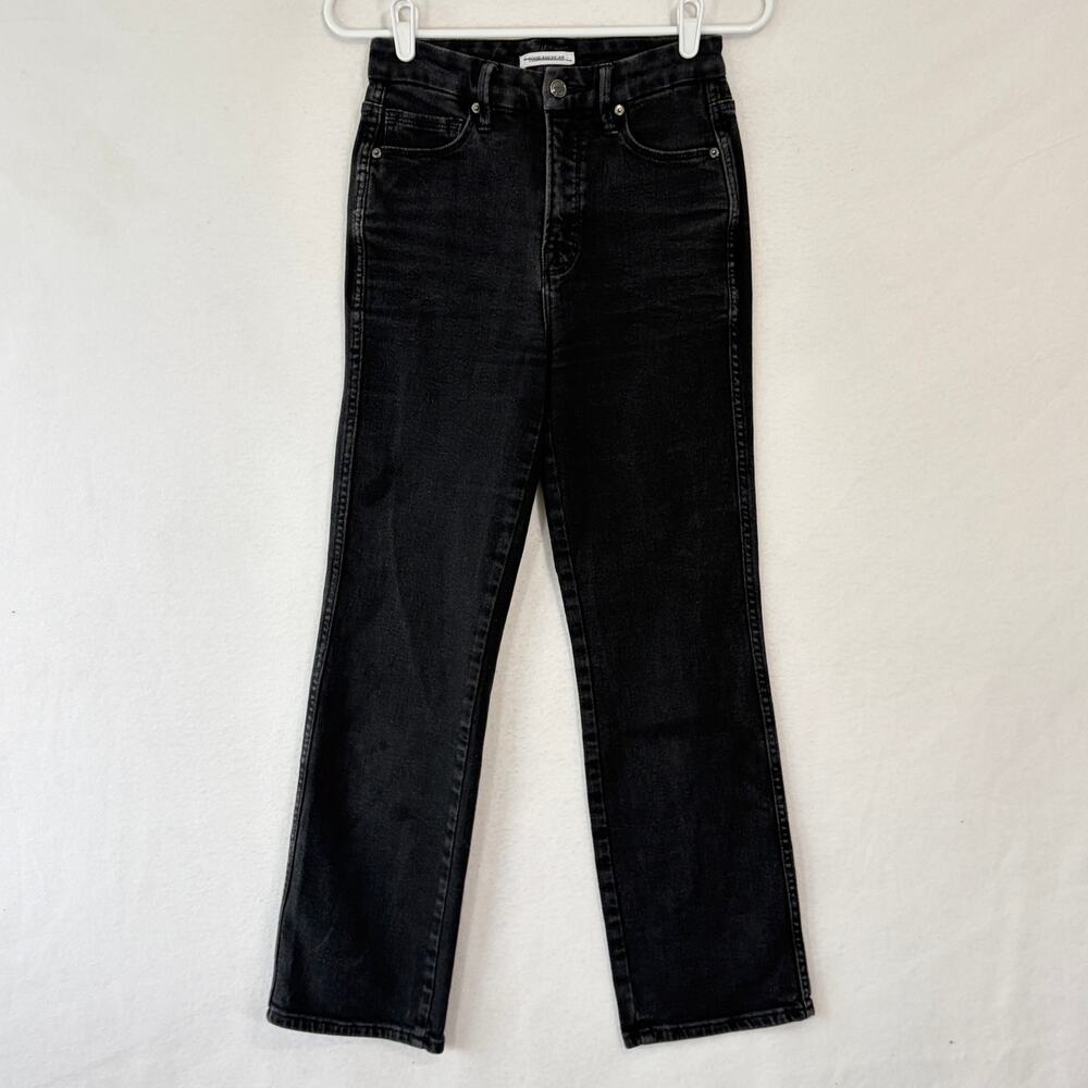 Good American Jeans Women’s 2/26 Black Good Curve Straight Leg High Rise